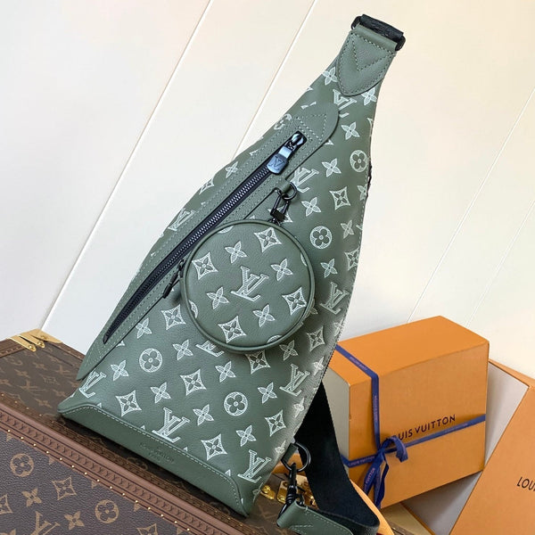 DUO CROSSBAG BAG 42 IN GREEN AND WHITE MONOGRAM SHADOW COWHIDE