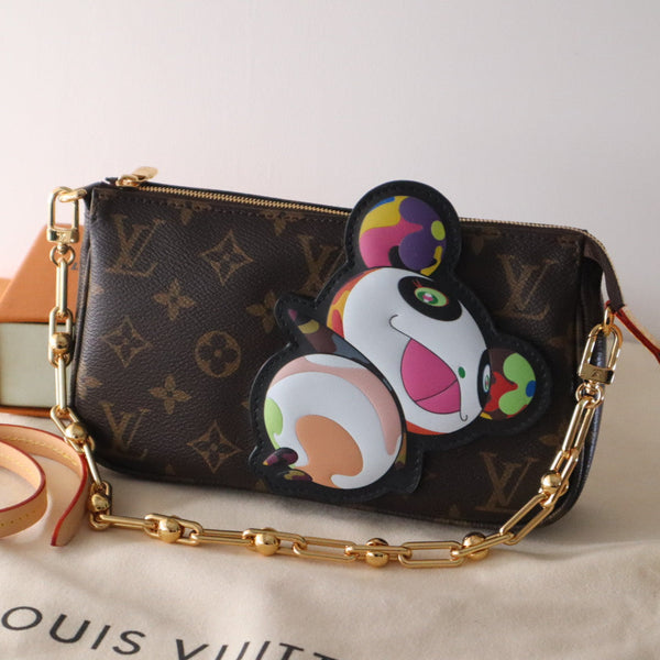 PANDA POCHETTE BAG 22 IN BROWN MONOGRAM COATED CANVAS