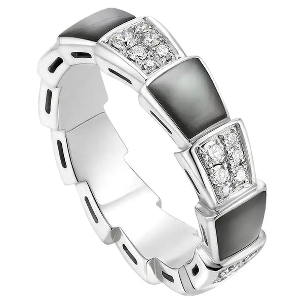 ˇShiny JewelryˇSERPENTI RING SILVER DIAMOND BLACK MOP 4MM