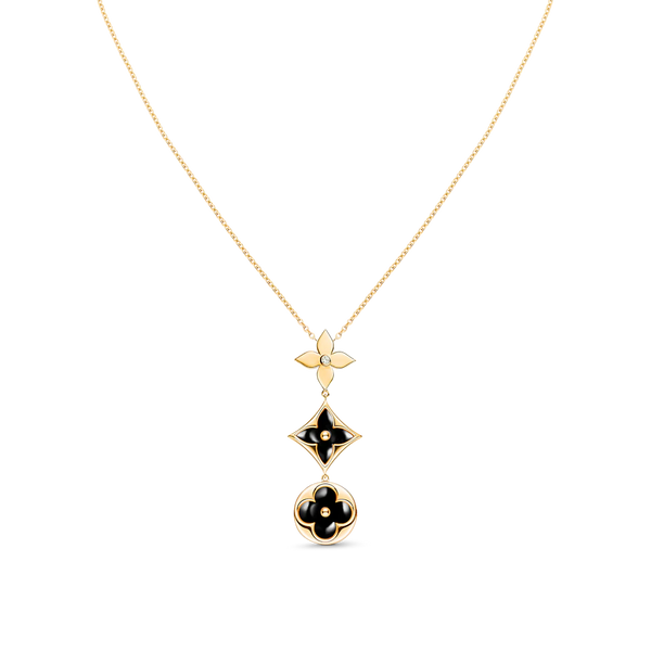 ˇShiny JewelryˇSTAR AND SUN ONYX PINK GOLD NECKLACE