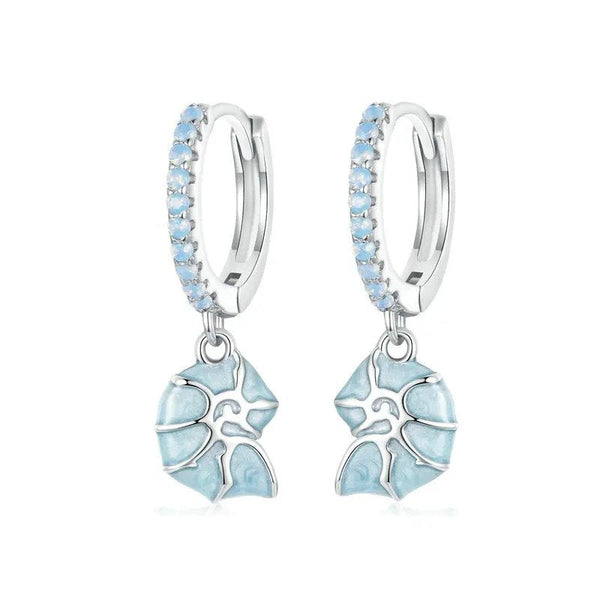 [SHINY]Blue Conch Ear Buckles Sea Shell Drop Hypoallergenic Earrings