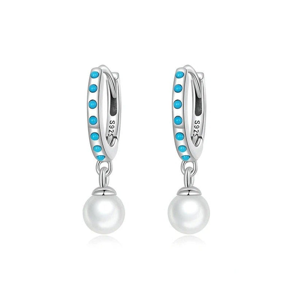 [SHINY]Turquoise Pendent Shell Bead Drop Earrings