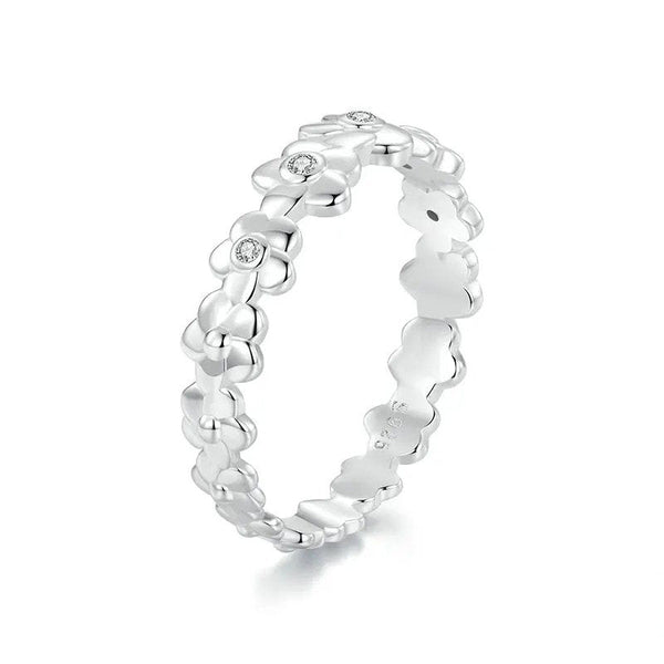 [SHINY]Flower Ring Paved with Cubic Zirconia Statement Band Ring
