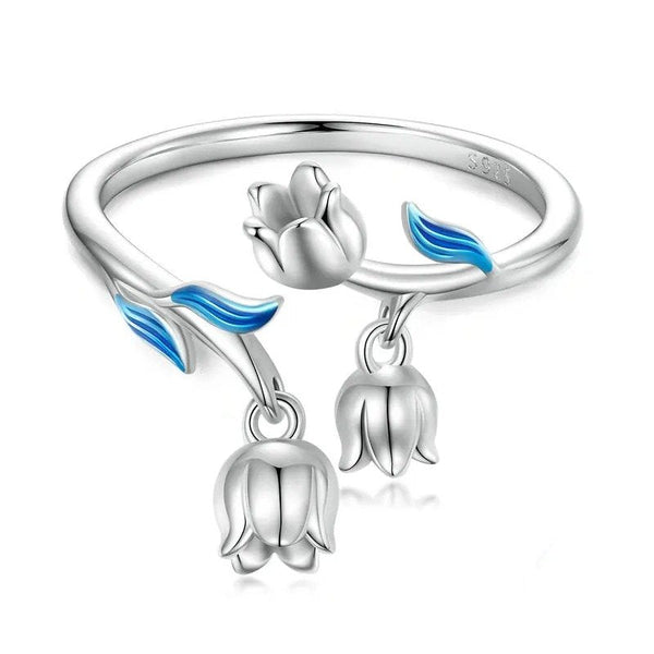 [SHINY]Gorgeous Flowers Open Ring for Women Fine Plated Platinum