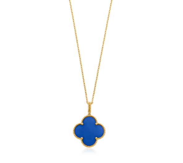 ˇShiny JewelryˇCLOVER 25MM HALSKETTE TÜRKIS ROSÉGOLD
