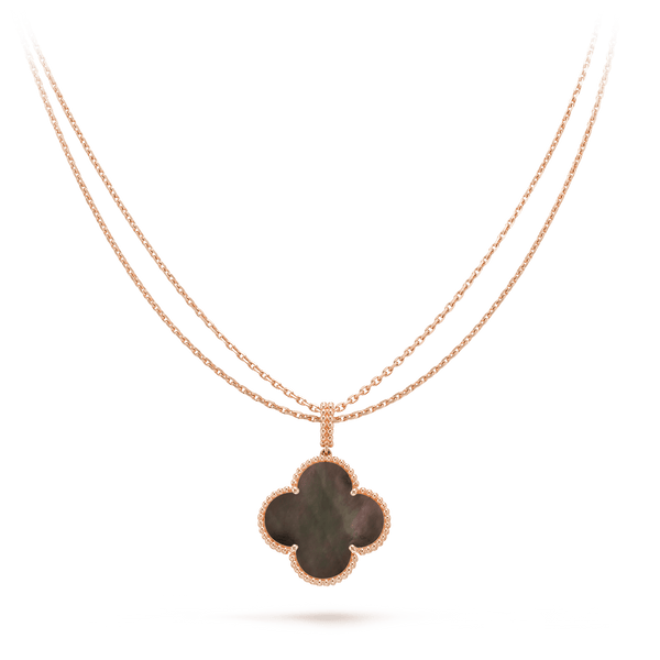 ˇShiny JewelryˇCLOVER 25MM GOLD DARK MOP BIG CLOVER HALSKETTE