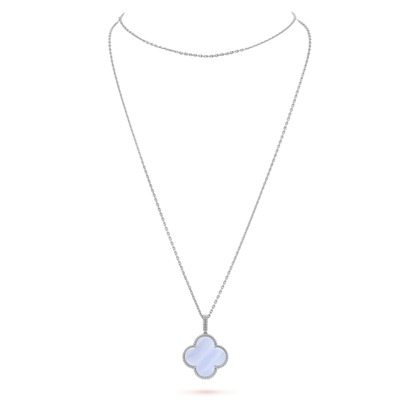 ˇShiny JewelryˇCLOVER SILBER CHALCEDON GROSSER KLEE HALSKETTE