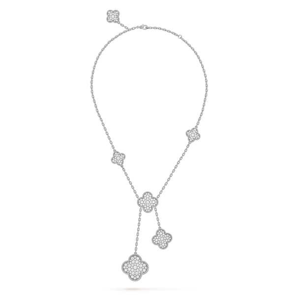 ˇShiny JewelryˇCLOVER 5 MOTIFS SILVER DIAMANTEN HALSKETTE