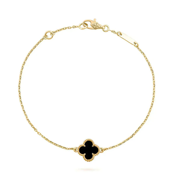 ˇShiny JewelryˇCLOVER ONYX EINZELNE BLUME ARMBAND